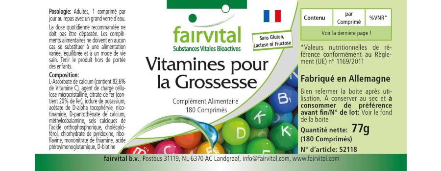 Vitamines pour femmes enceintes - 180 comprimés