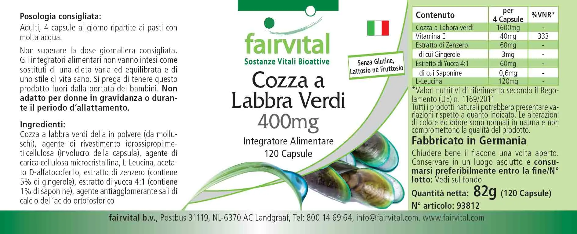 Mejillón de labios verdes 400 mg - 120 cápsulas