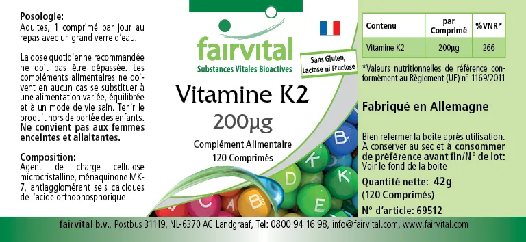 Vitamin K2 200µg - 120 Tablets