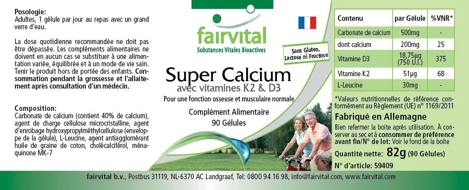 Super Calcium con vitaminas K2 y D3