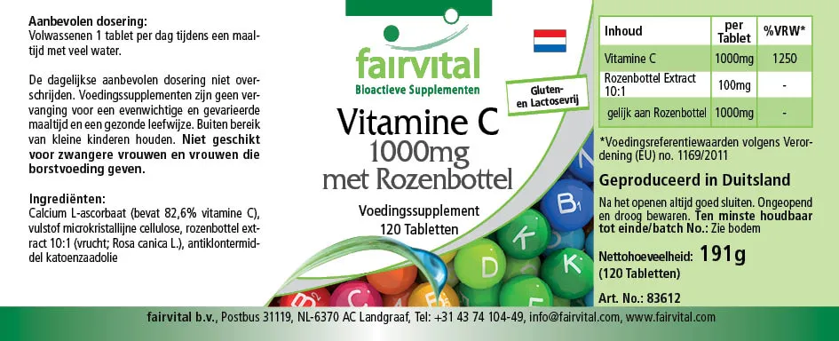 Vitamine C 1000mg avec cynorrhodon - 120 comprimés