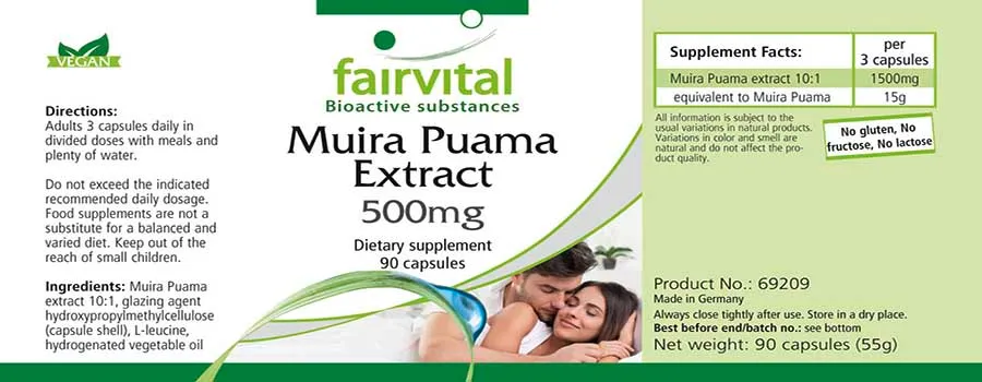 Estratto di Muira Puama 10: 1 500mg - 90 capsule