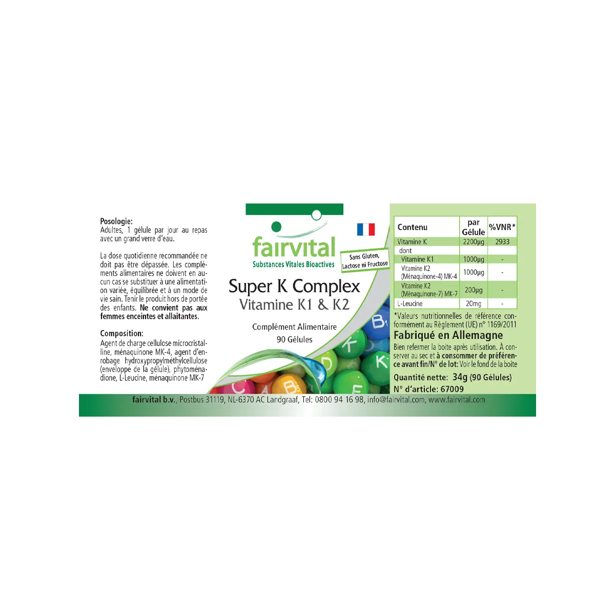 Super K – Complesso di Vitamine K1 & K2 – 90 capsule