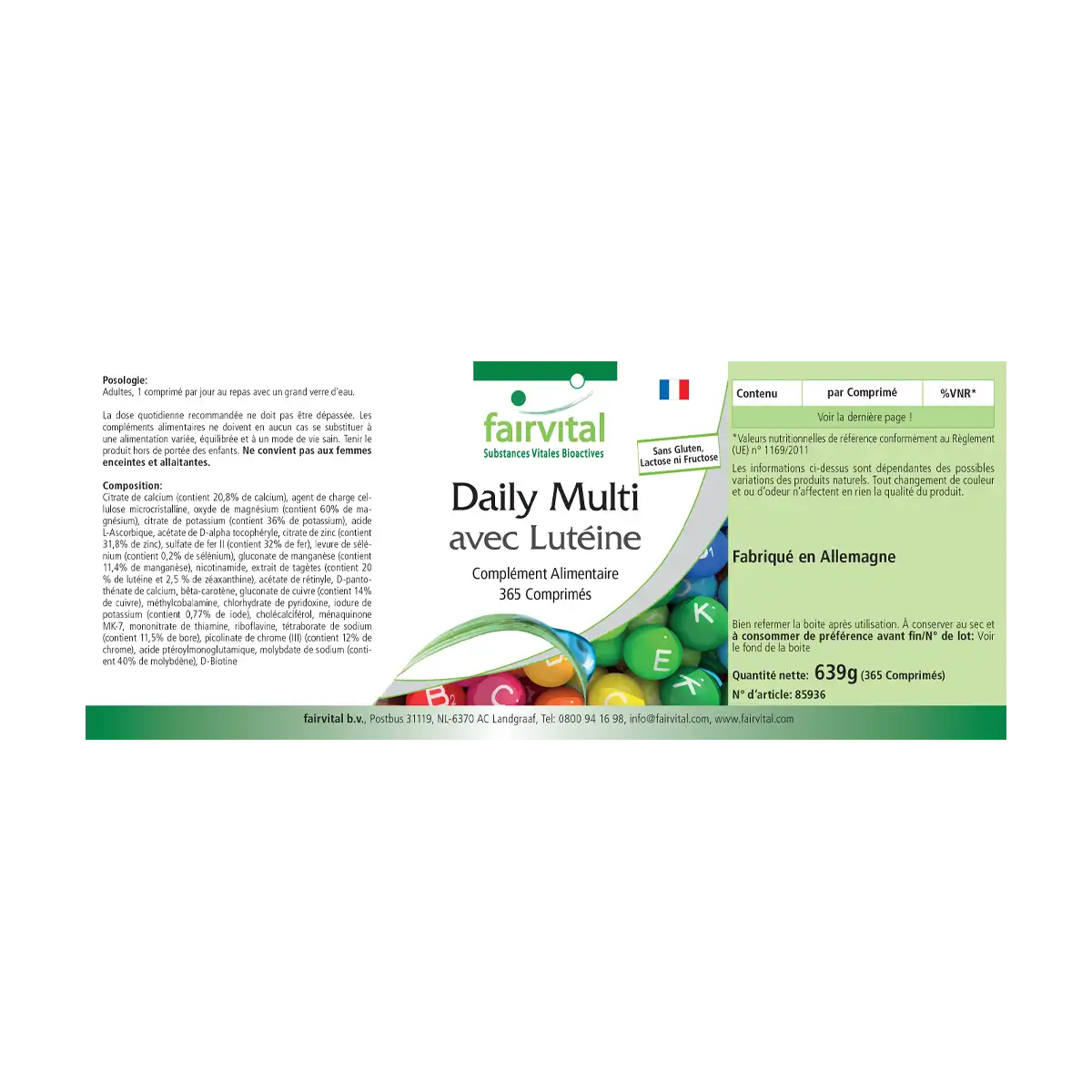 Daily Multi avec de la Lutéine - 365 comprimés