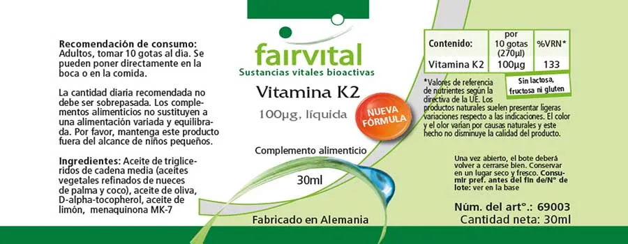 Vitamin K2 liquid 100µg per 10 drops – 30ml