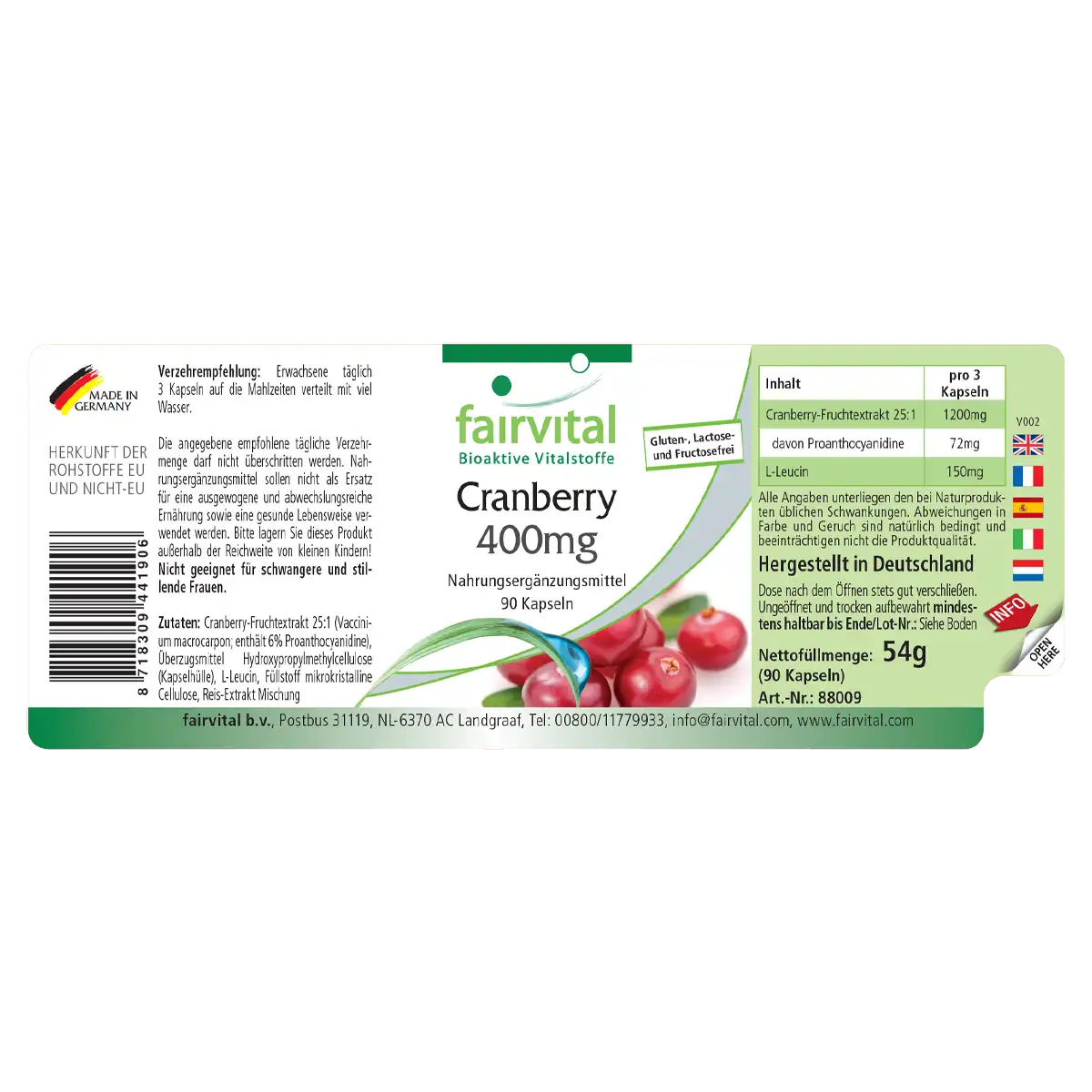 Cranberry 400mg - 90 Capsules