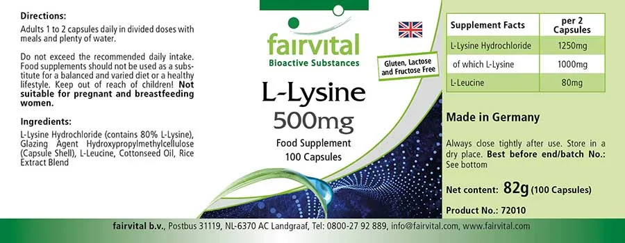 L-Lysine 500mg - 100 gélules