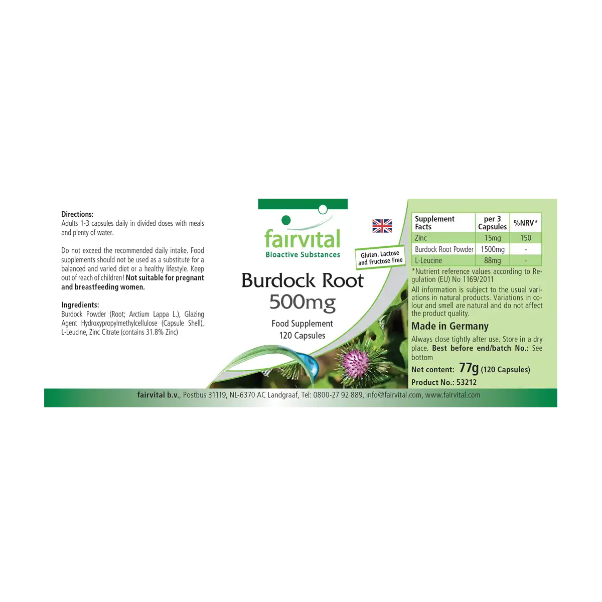 Burdock Root 500mg - 120 Capsules