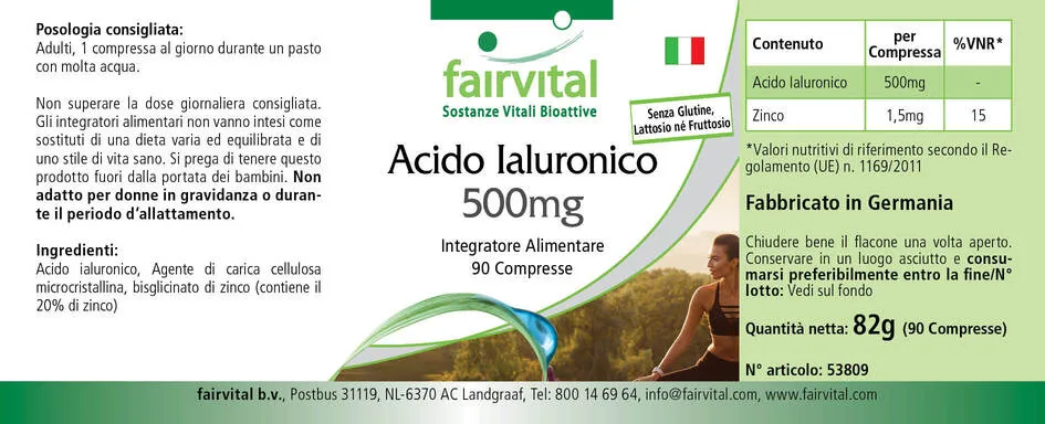 Acide hyaluronique 500mg - 90 comprimés