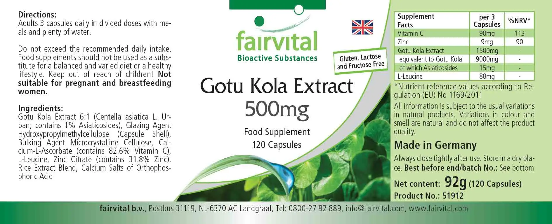 Extrait de Gotu Kola 500mg - 120 Gélules