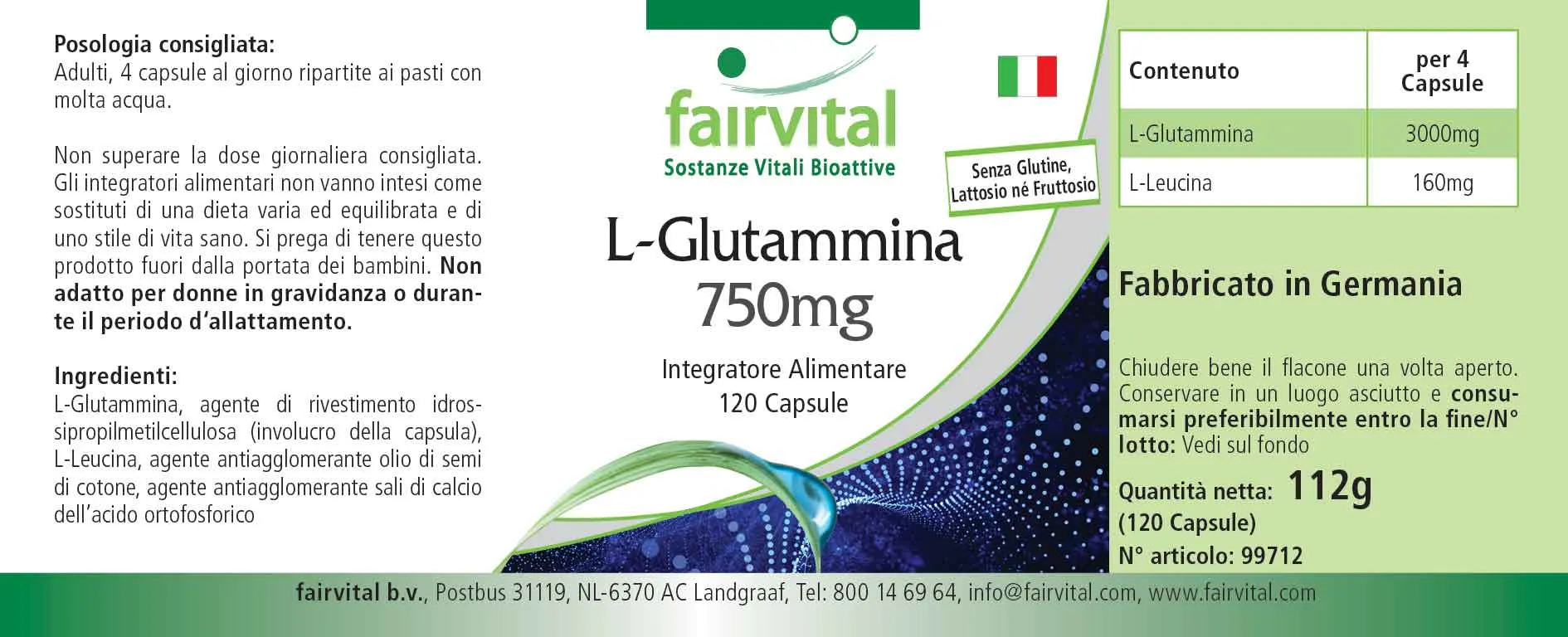 L-Glutamina 750mg - 120 Cápsulas