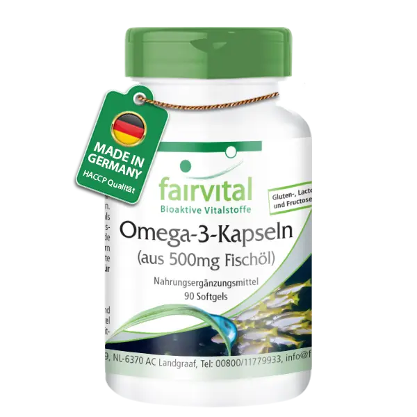 Capsules d'oméga-3 à partir de 500mg d'huile de poisson - 90 softgels