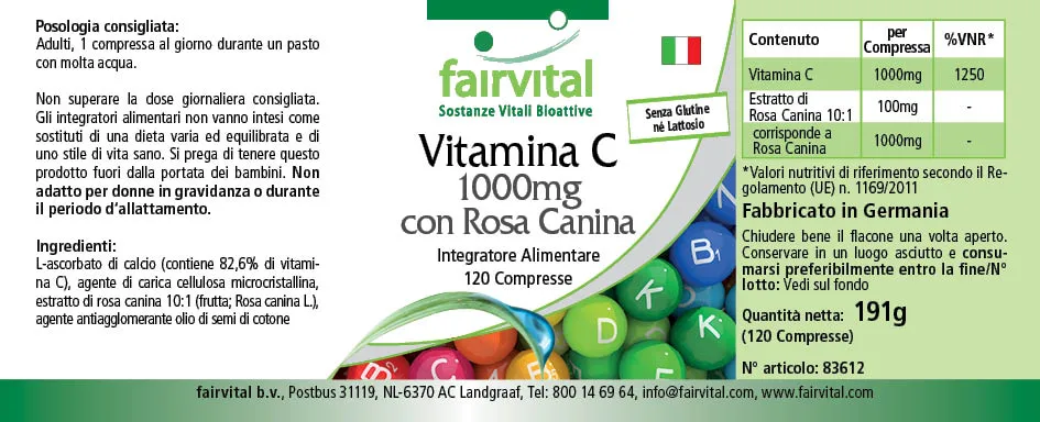 Vitamin C 1000mg with rosehip - 120 Tablets