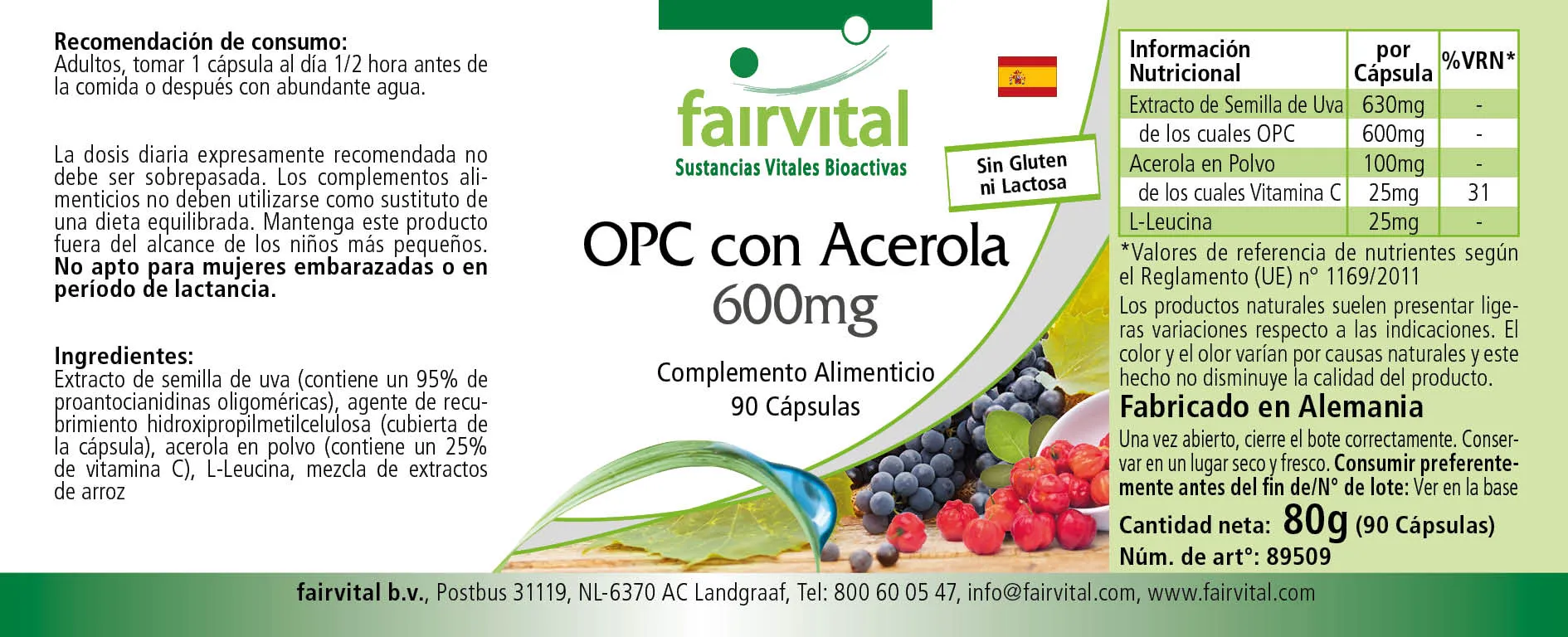 OPC 600mg with Acerola - 90 Capsules