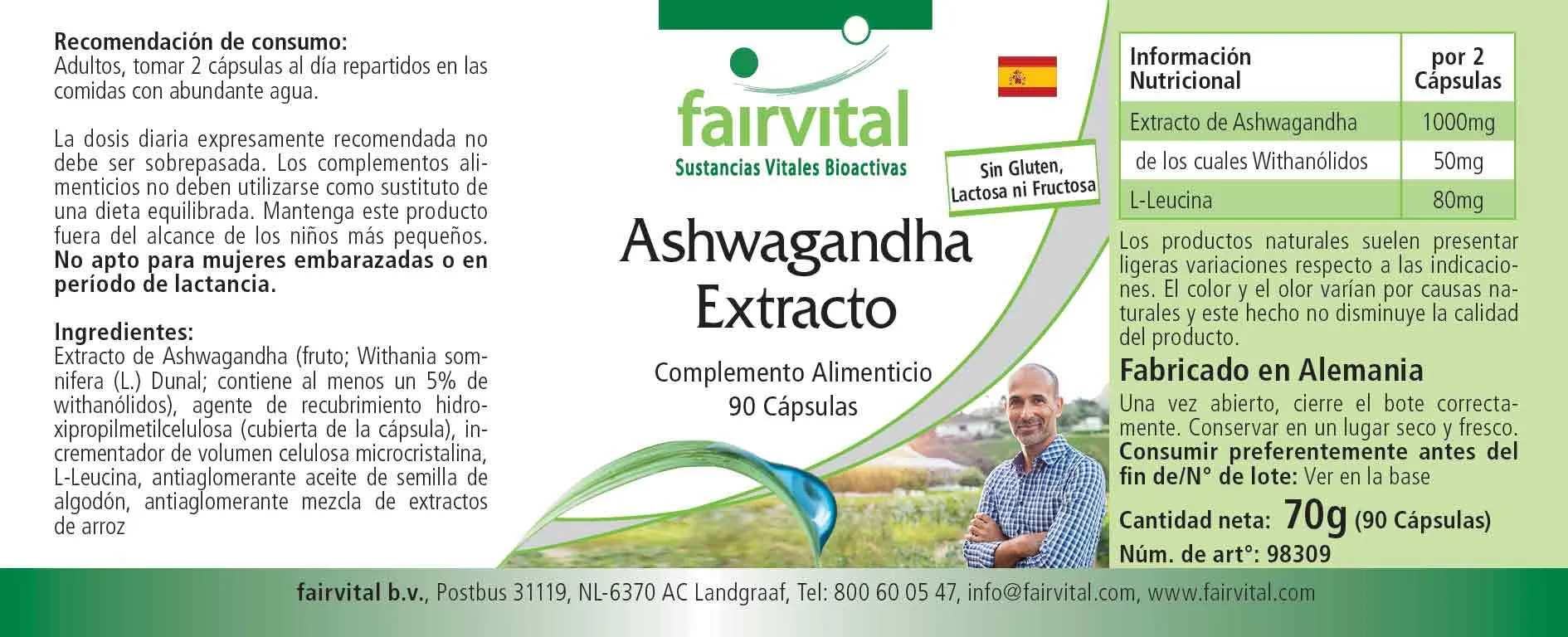 Extrait d'Ashwagandha 500mg - 90 Gélules