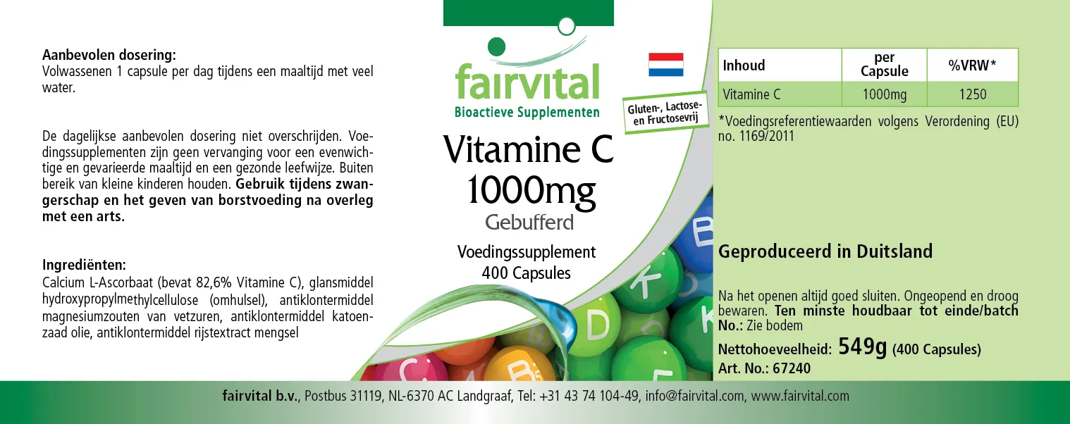 Vitamina C amortiguada  1000mg - 400 Cápsulas