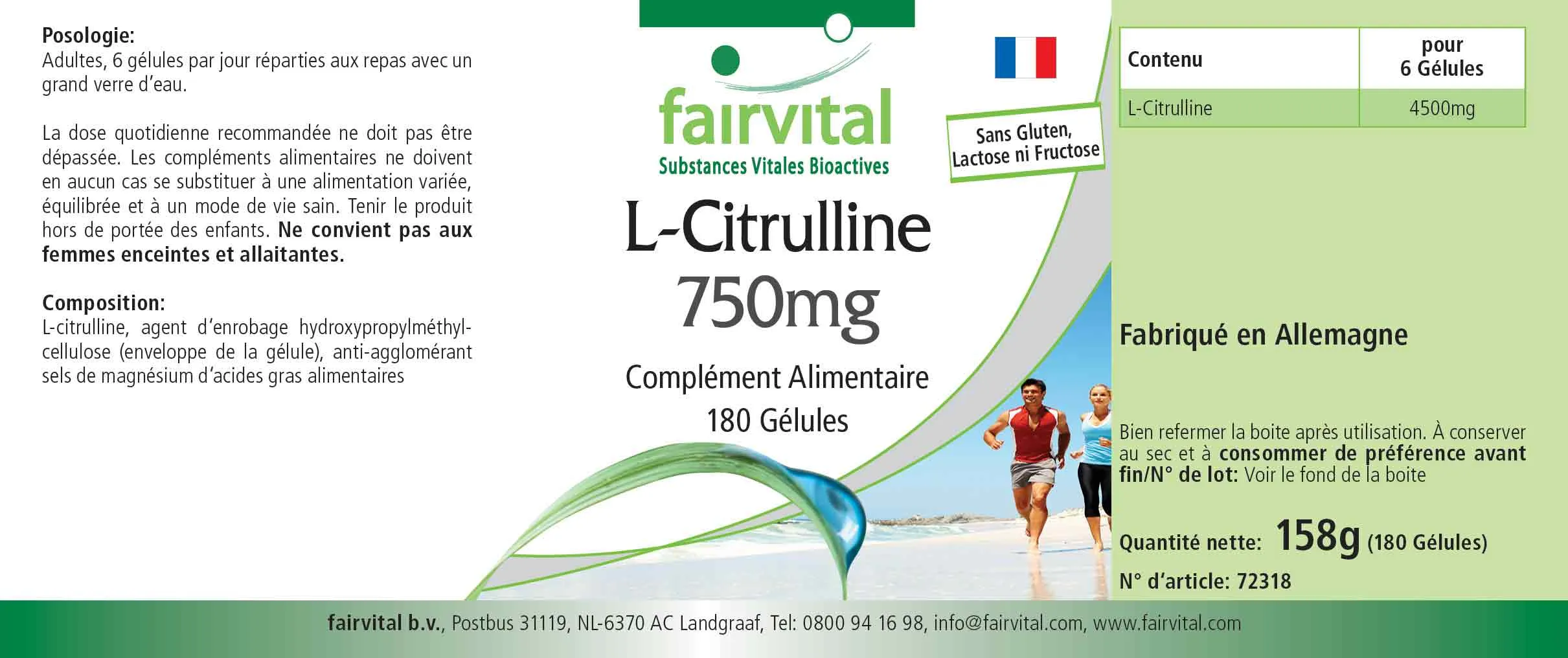 L-citrulline 750mg -180 capsules