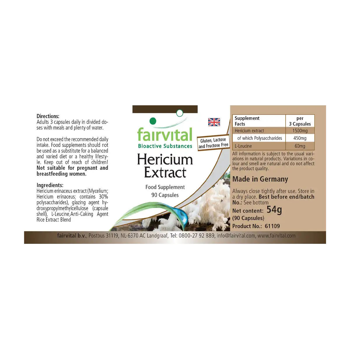 Hericium Extract 500mg - 90 Capsules