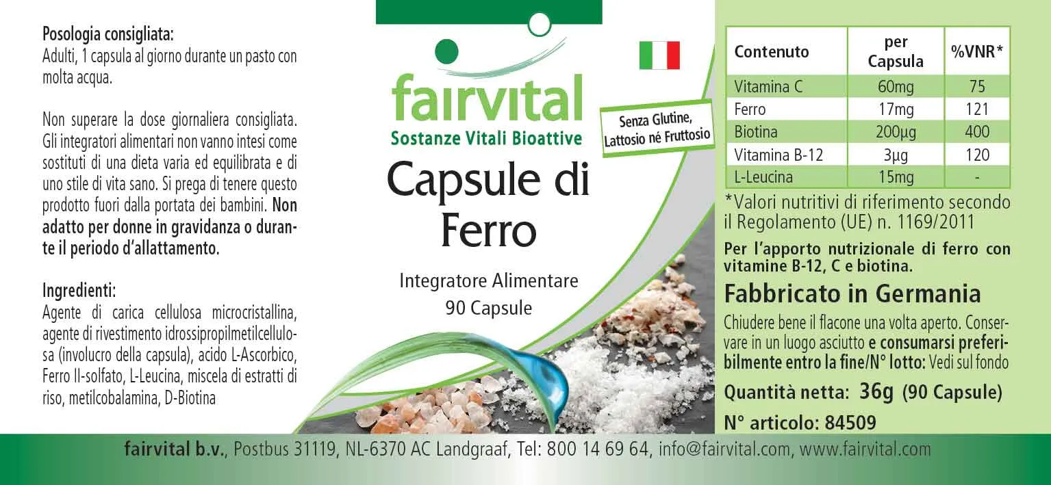 Capsule di ferro con vitamine - 90 capsule