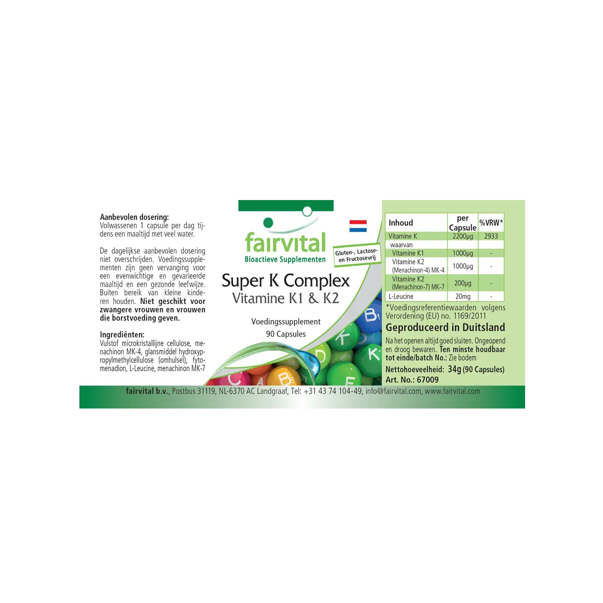 Super K – Complesso di Vitamine K1 & K2 – 90 capsule