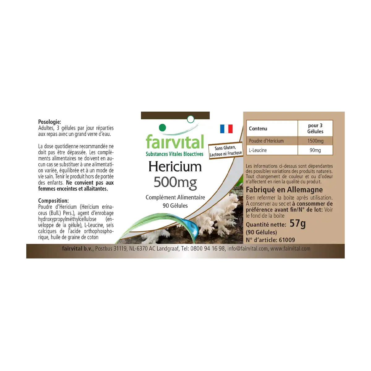 Héricium 500mg - 90 gélules