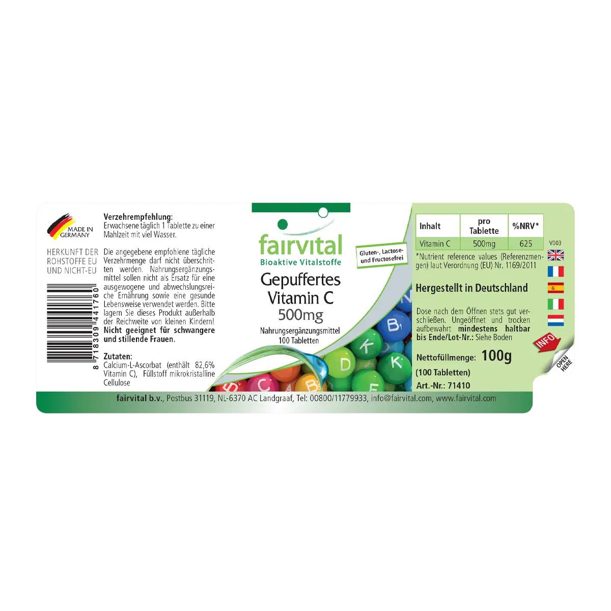 Gepuffertes Vitamin C 500mg - 100 Tabletten - Sale - MHD 02/25