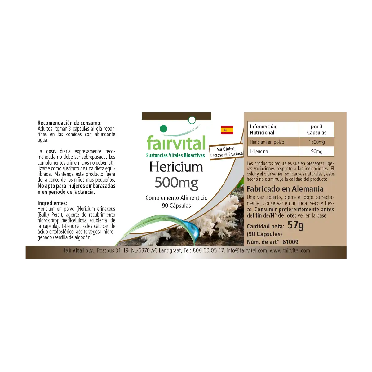 Héricium 500mg - 90 gélules