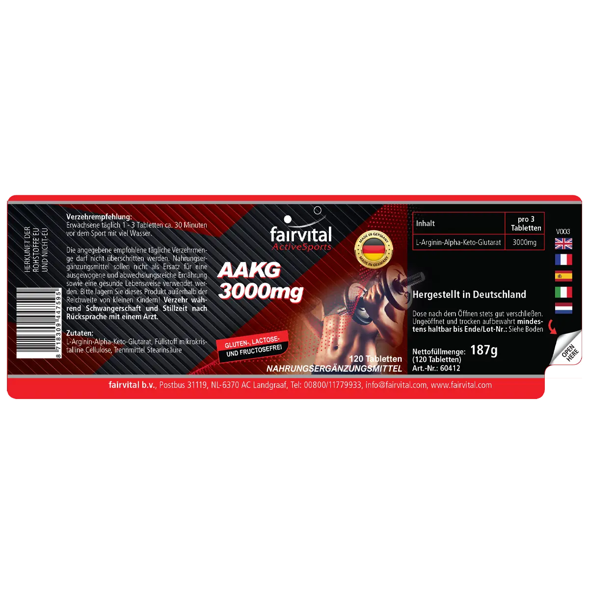 AAKG 3000mg L-Arginine-Alpha-Ketoglutarate - 120 tablets