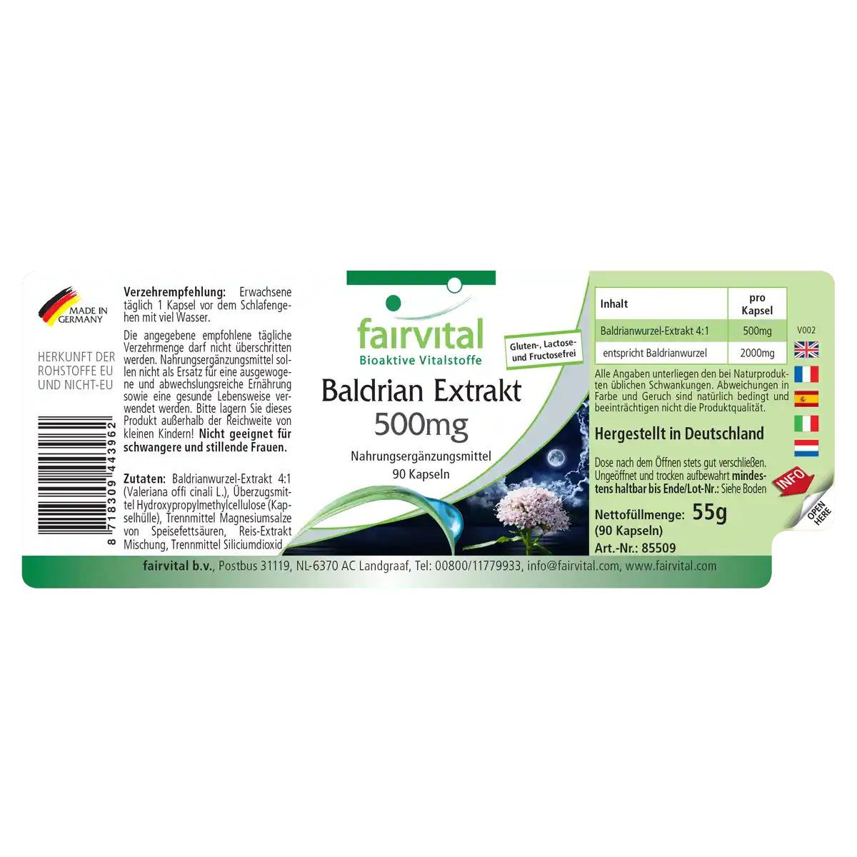 Valerian extract 500mg - 90 Capsules