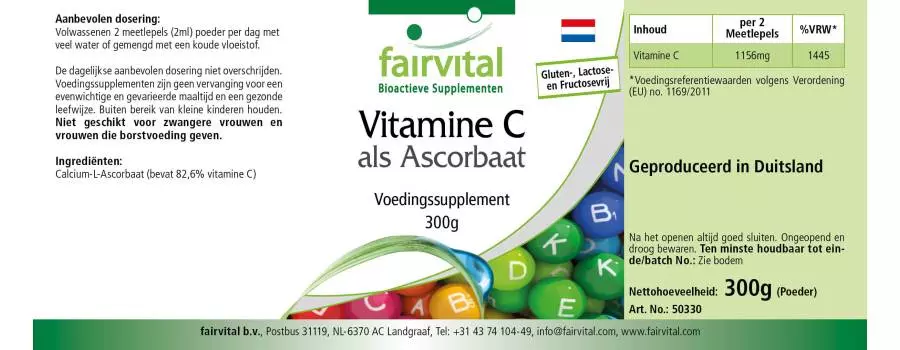 Vitamine C sous forme d'ascorbate - 300g de poudre