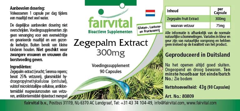 Extrait de palmier nain 300mg - 90 gélules