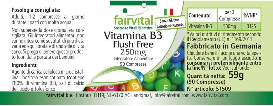 Vitamine B3 Flush Free 250mg - 90 comprimés