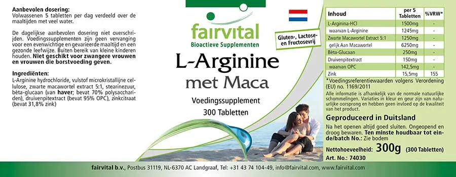 L-arginina con maca - 300 comprimidos