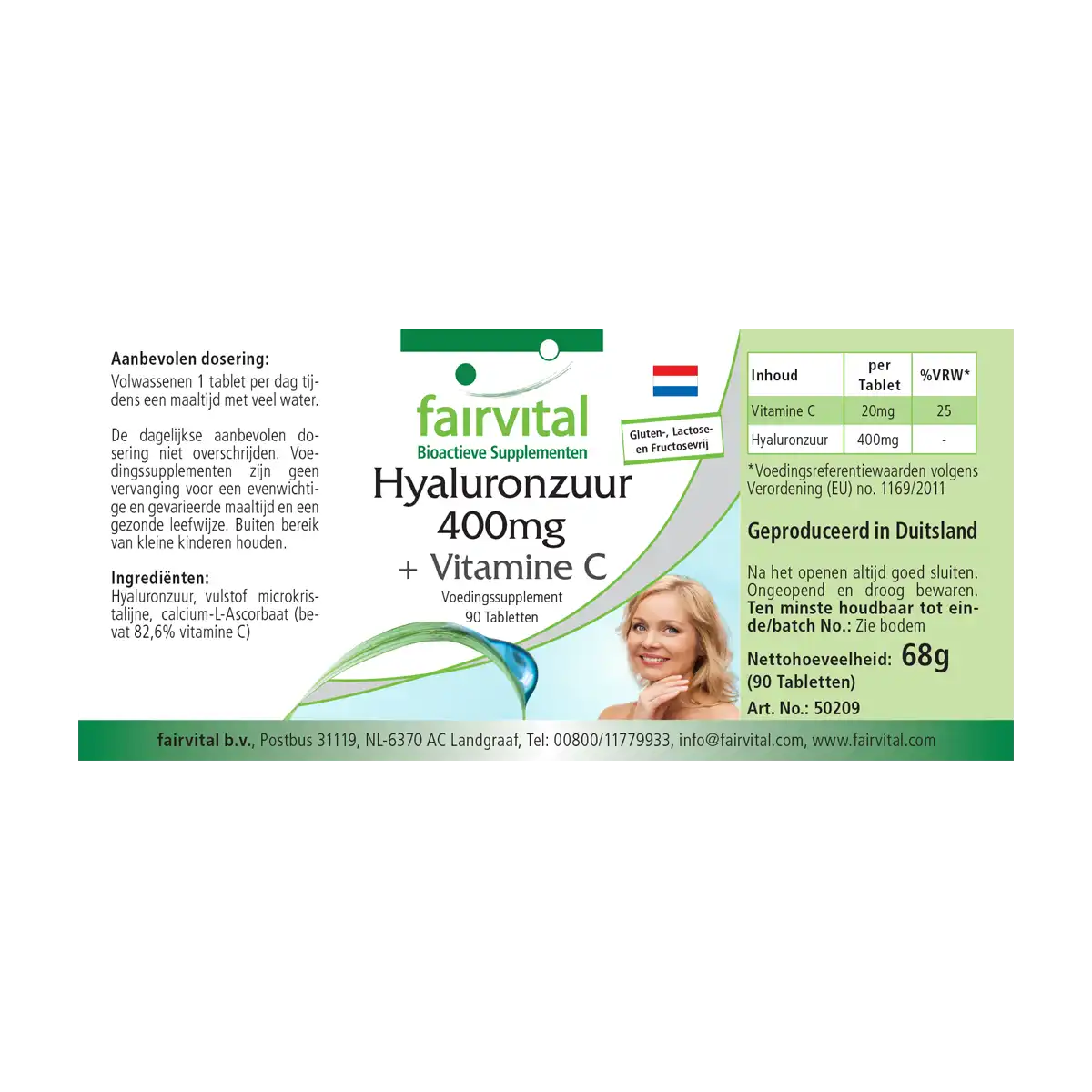 Hyaluronic Acid 400mg + Vitamin C - 90 Tablets