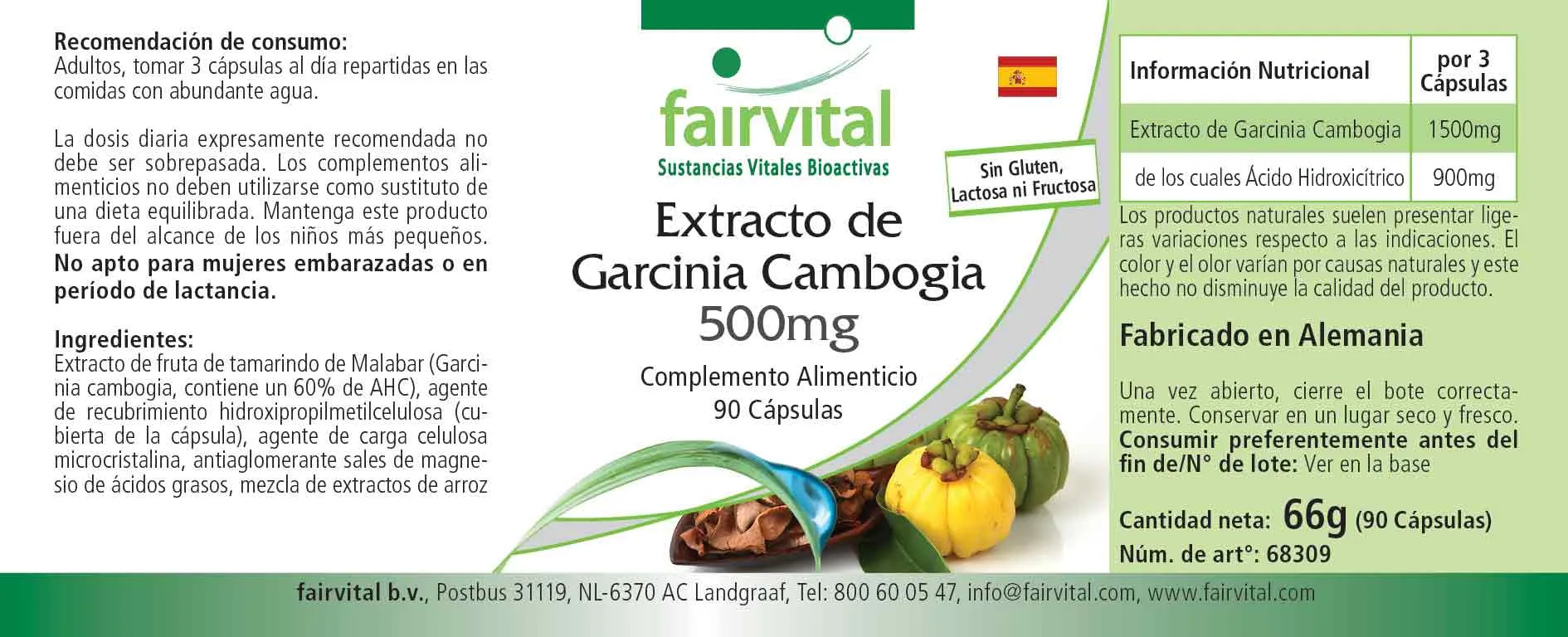 Estratto di Garcinia Cambogia 500mg - 90 capsule - Sale - MHD 02/25