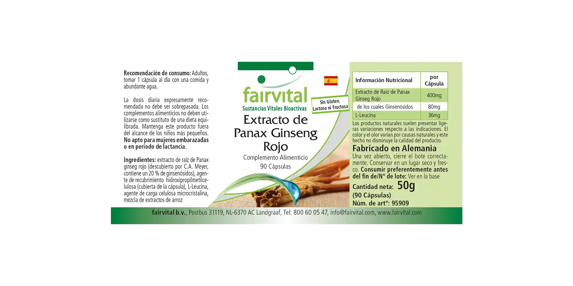 Estratto di Panax Ginseng Rosso 400mg – 90 capsule