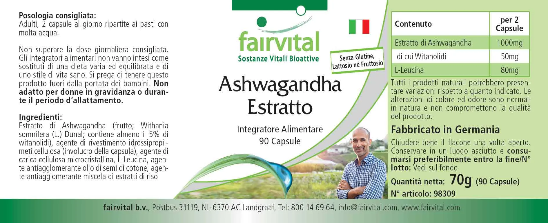 Estratto di Ashwagandha 500mg - 90 Capsule