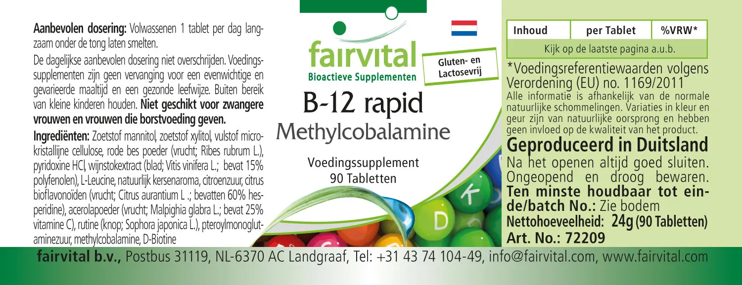 B-12 rapid Methylcobalamin – 90 sublingual tablets