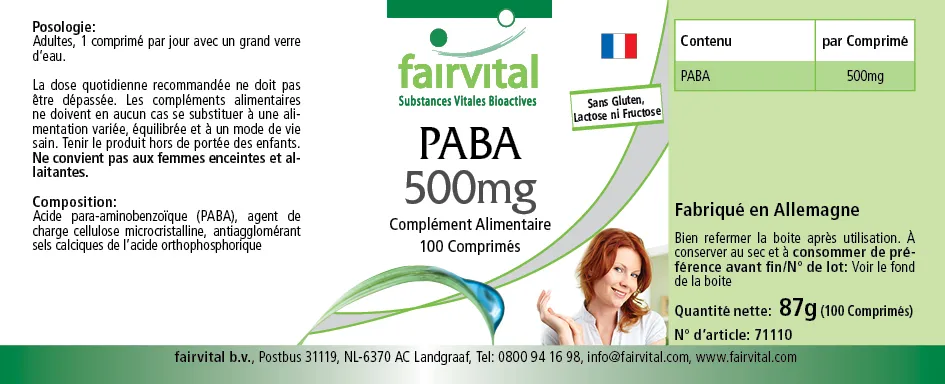 PABA 500mg - 100 Tablets