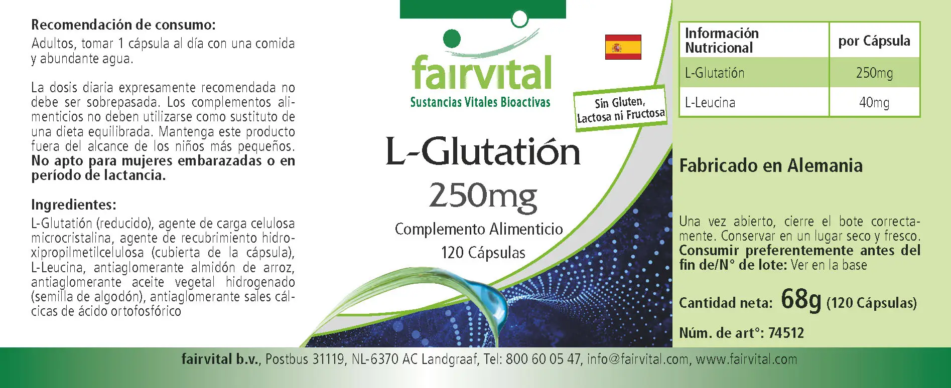 L-Glutatión 250mg - 120 cápsulas