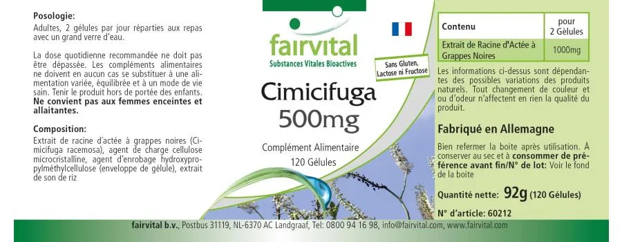 Cimifuga 500mg - 120 gélules