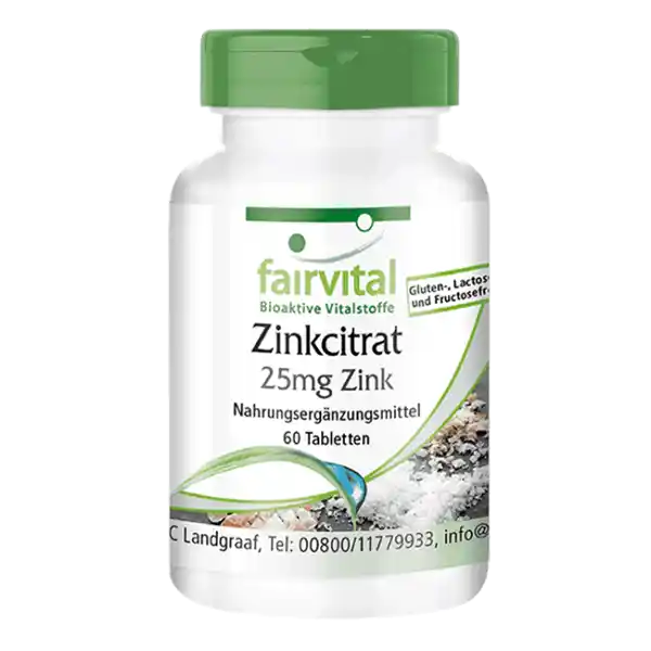 Zinc Citrate with 25mg Zinc - 60 Tablets