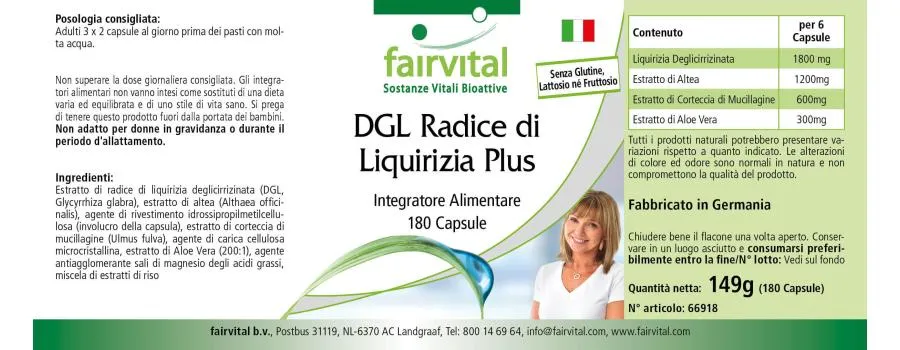 DGL Glycyrrhiza glabra Plus - 180 Cápsulas