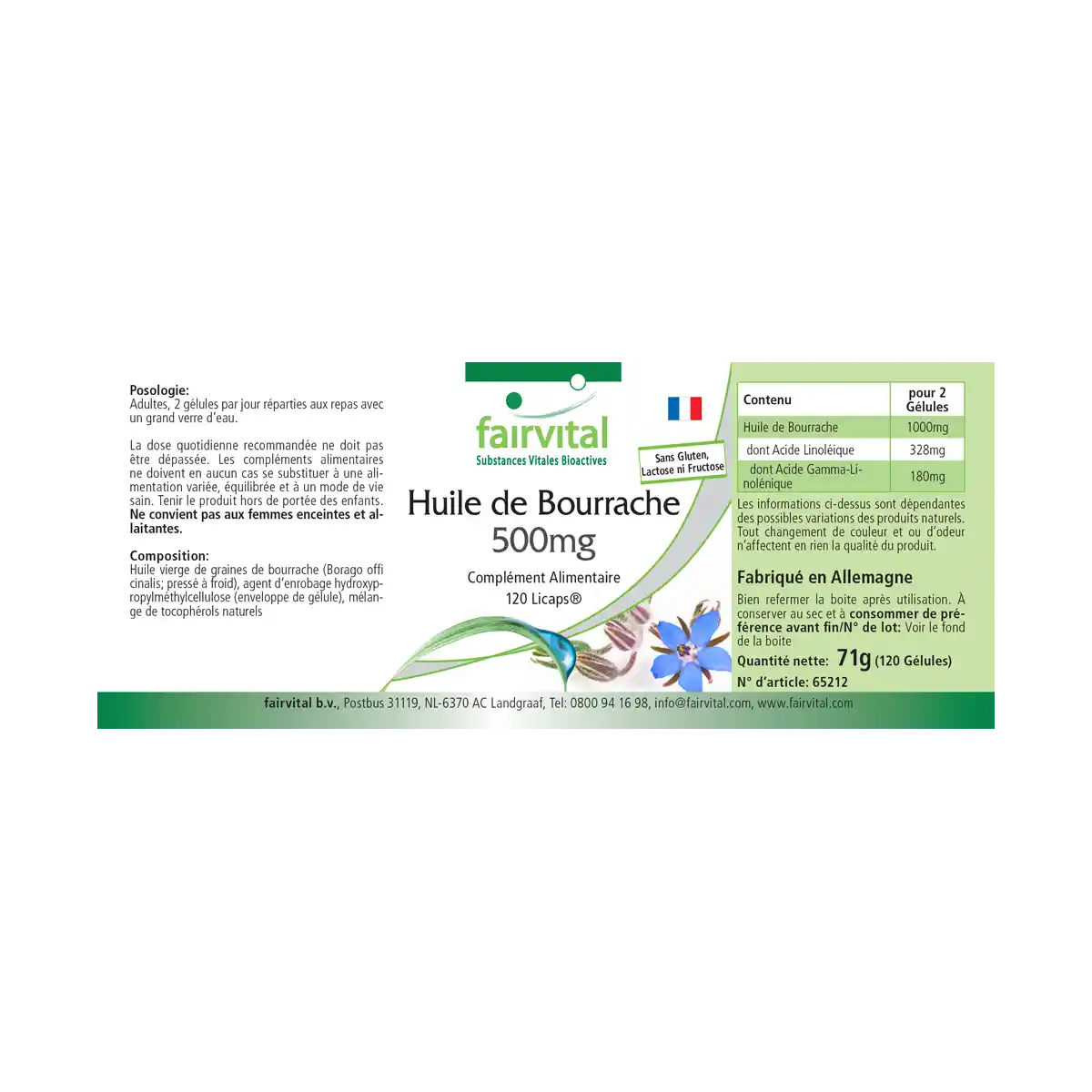 Huile de bourrache 500mg - 120 LiCaps®