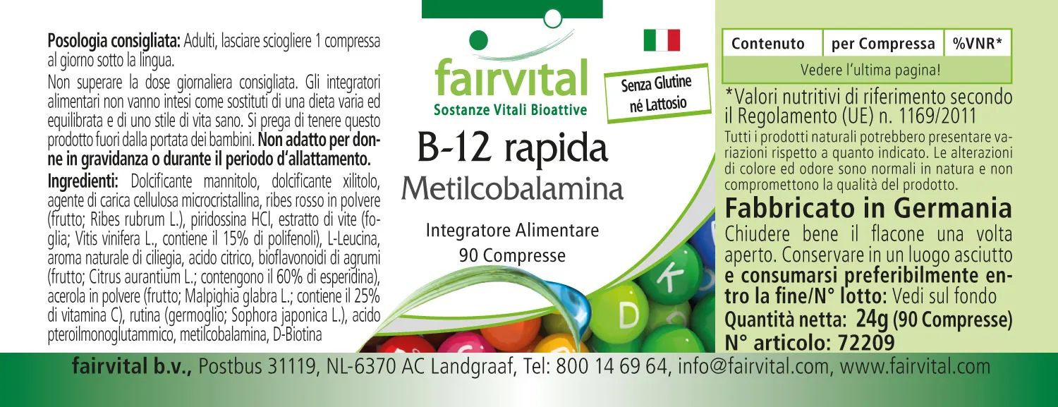 B12 rapid Metilcobalamina – 90 compresse sublinguali