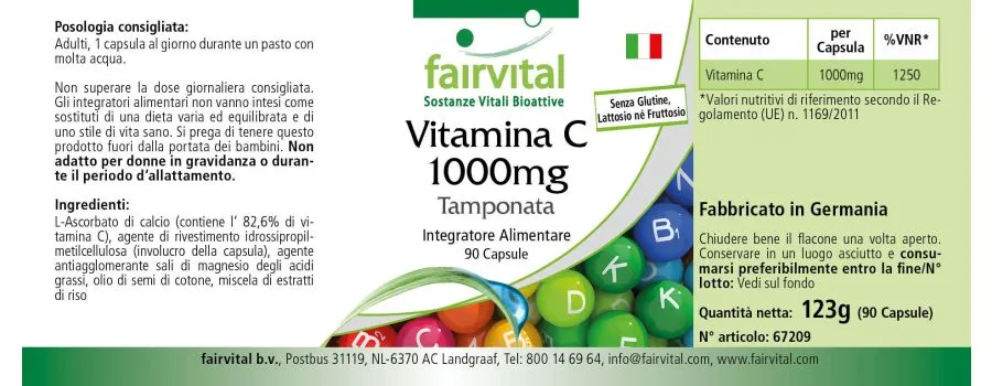 Vitamine C 1000mg tamponnée - 90 gélules