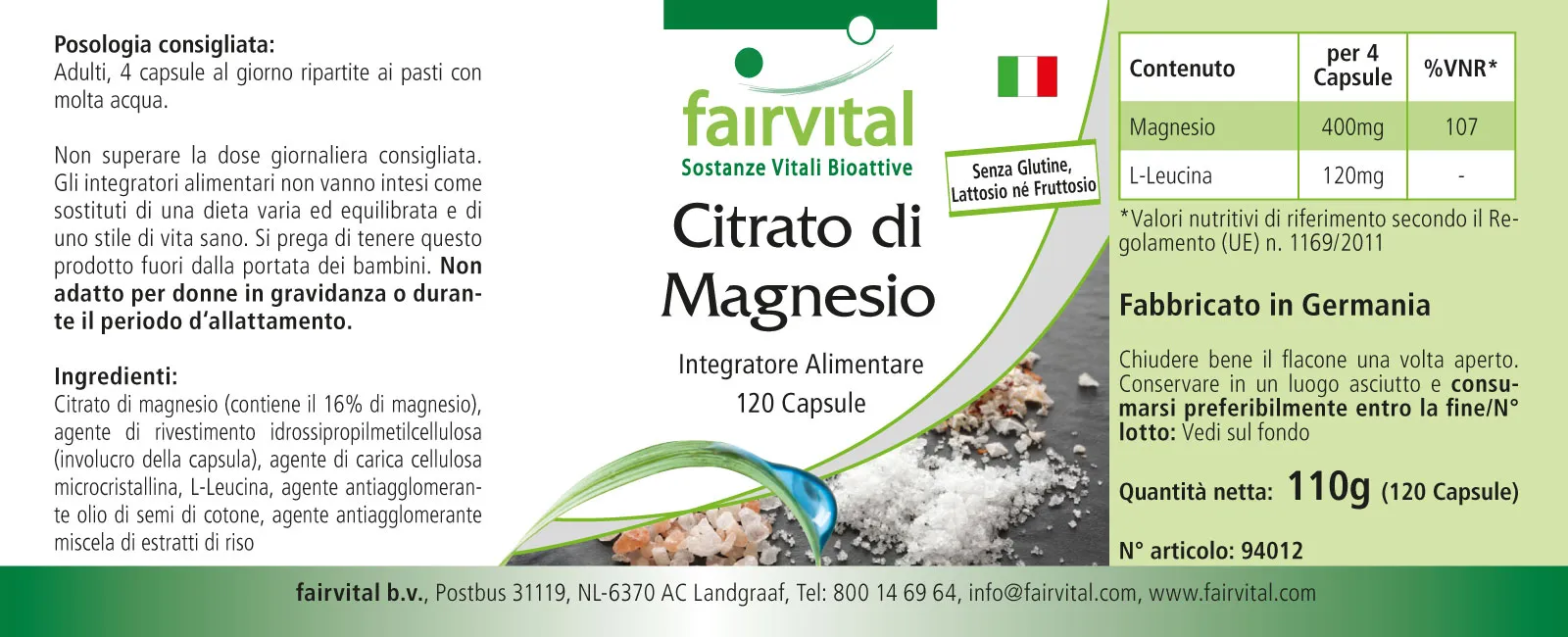 Citrato di magnesio – 120 capsule