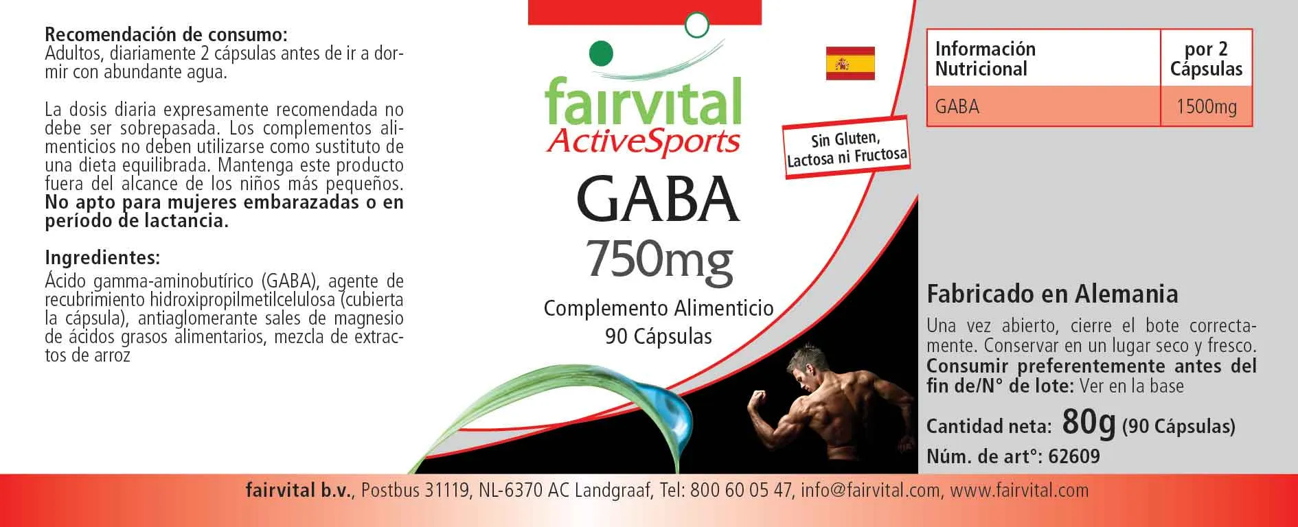 GABA 750mg - 90 Cápsulas