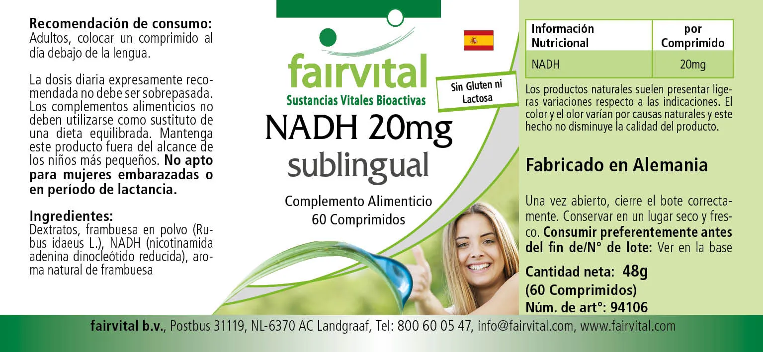 NADH 20mg sublingual - 60 comprimés