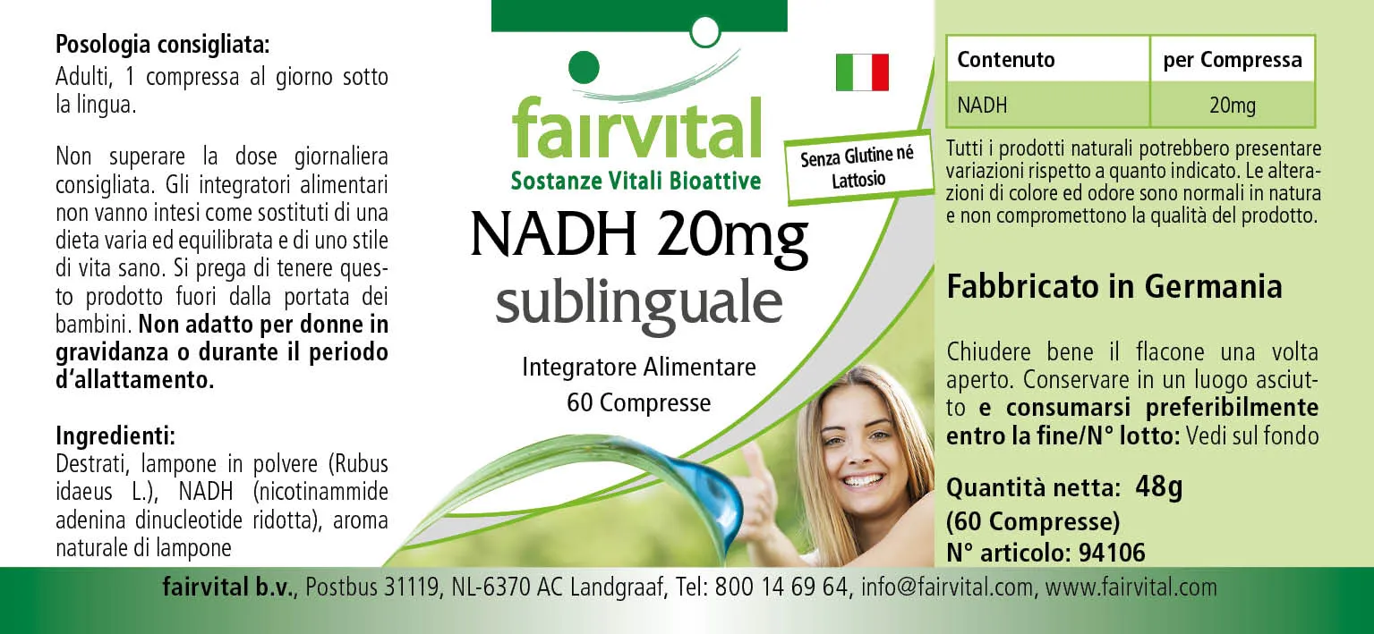 NADH 20mg sublingual - 60 comprimés